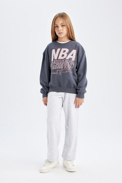 DeFacto Nba Wordmark Patterned - Girl's Oversize Sweatshirt C9508A824Au