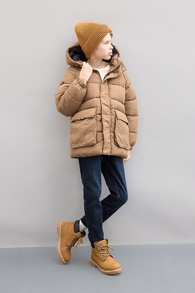 DeFacto Pufferjacke für Jungen – wasserabweisend, mit Kapuze, Reißverschluss und Tasche C8805a824wn
