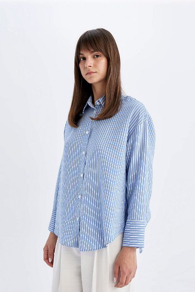 DeFacto Relaxed Fit ριγέ τουνίκ πουκάμισο - Μακρυμάνικο D1439AX24HS