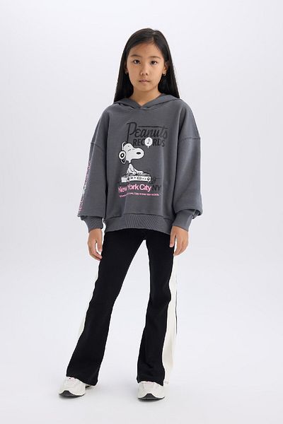 DeFacto Snoopy Hooded Oversize Girl's Sweatshirt - D3110A824Wn