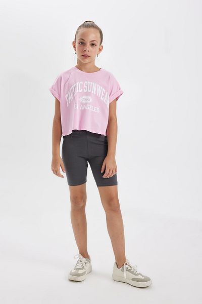 DeFacto Printed 2-Piece Set for Girls - Short Sleeve T-Shirt and Leggings D2955a824hs