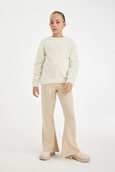 DeFacto Kız Çocuk Flare Fit İspanyol Paça Basic Düz Triko Pantolon A6029A824WN