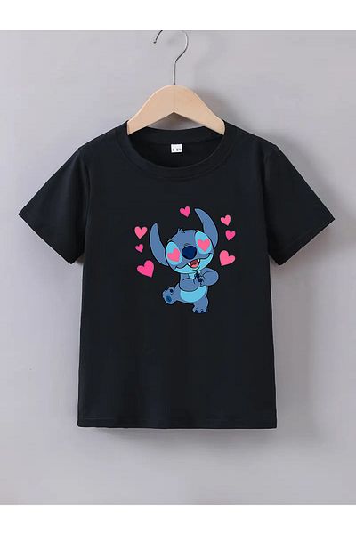 makiteks Βαμβακερές Παιδικές Κάλτσες Βαμβακερές χτενισμένες Κορίτσια με στάμπα Tshirt Lilo Stitch