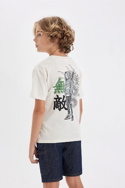 DeFacto Chłopięcy T-shirt z krótkim rękawem i okrągłym dekoltem A0454A824HS