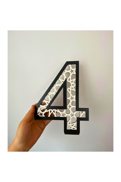 WoodenZoo 4 Years Old Birthday Table Decor (Crible Themed Black-White)
