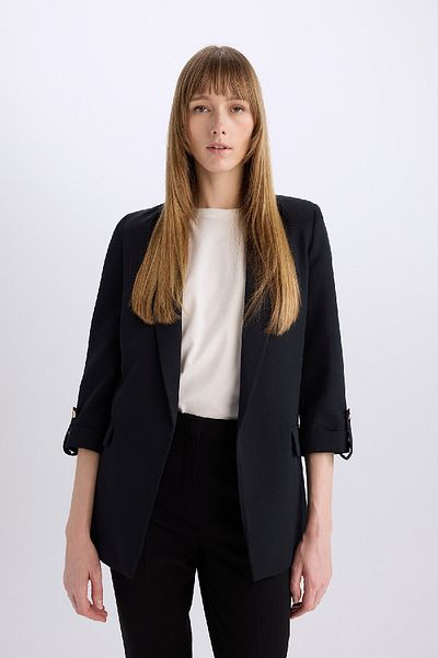 DeFacto Jachetă Blazer de bază - Potrivire obișnuită, guler solid C3215ax24au