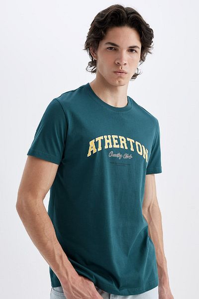 DeFacto Slim Fit Slim Fit Crew Neck εμπριμέ κοντομάνικο μπλουζάκι C5674ax24hs