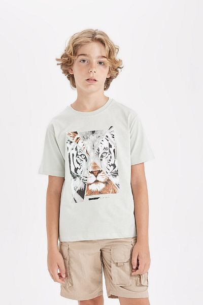 DeFacto Boy's Short Sleeve Crew Neck T-Shirt - Printed, D2237A824HS