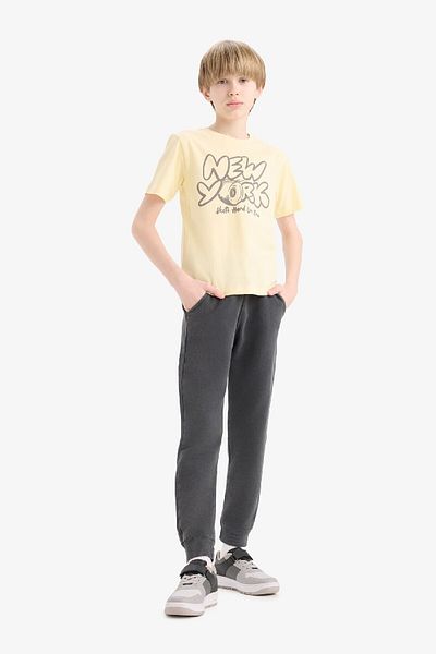 DeFacto Boys' Anthracite Straight Jogger Sweatpants - Ελαστική μέση και τσέπες B7971a824wn