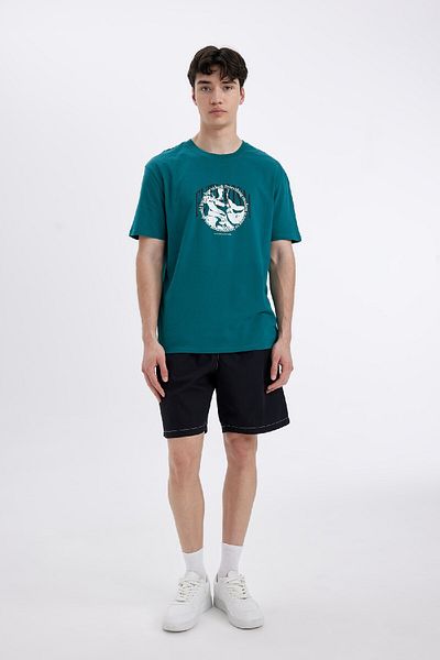 DeFacto T-shirt C5648AX24HS με κανονική εφαρμογή με στάμπα με λαιμόκοψη