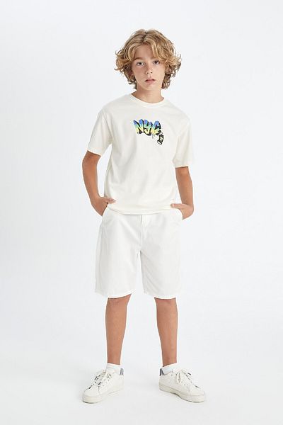 DeFacto Boy's Embroidered Crew Neck Short Sleeve T-Shirt - D2228A824HS