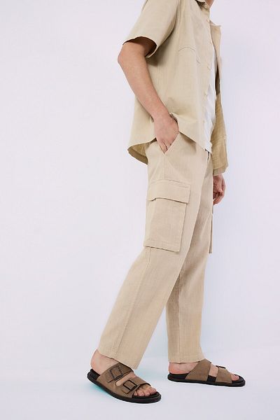 DeFacto Παντελόνι με φαρδύ λινό look - Cargo Pocket, B9407ax24sm