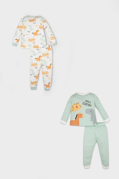 DeFacto Baby Boys 4 Pajama Sets Dinosaur Disayını Long Bottom and Top