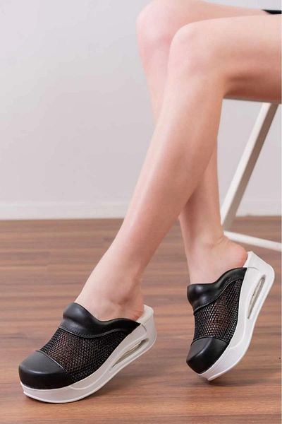 Biocomfort Design Black Mesh Air Max Sole Women's Full Orthopedic Blum Sabo Slippers