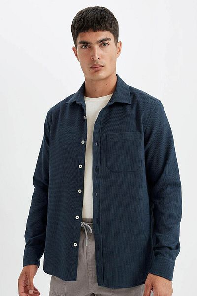 DeFacto Regular Fit Basic Solid Cotton Long Sleeve Shirt D1058Ax24Au