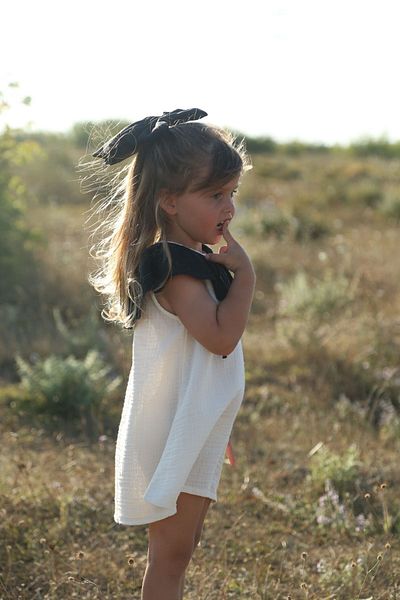 Pure Lille Nora Ecru Children's Dress - Detachable Muslin Collar