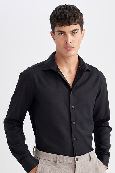 DeFacto Slim Fit Slim Fit Oxford Basic μασίφ βαμβακερό μακρυμάνικο πουκάμισο R4340az24au
