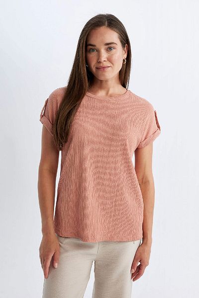 DeFacto Tricou cu mânecă scurtă cu decolteu rotund, cu croiala normală D3198AX24HS