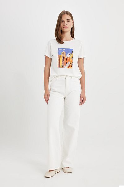 DeFacto Crew Neck Printed Regular Fit T-Shirt D1929AX24SM