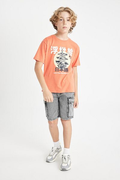 DeFacto Boy's Short Sleeve Crew Neck T-Shirt D2425a824hs