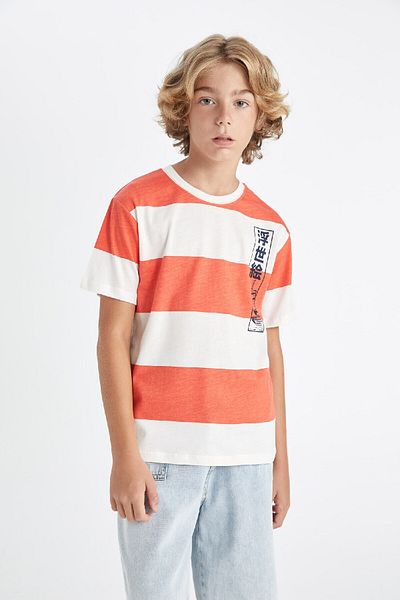 DeFacto Boy's Striped Crew Neck Short Sleeve T-Shirt - D2417A824HS