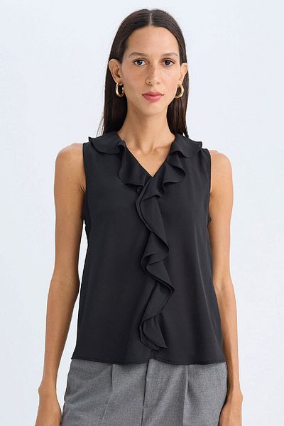 DeFacto Ärmellose Chiffonbluse mit normaler Passform und V-Ausschnitt D3128AX24HS