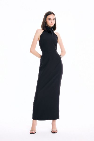 DeFacto Bodycon Αμάνικο μάξι βραδινό φόρεμα με λαιμόκοψη που αγκαλιάζει το σώμα D3270axns