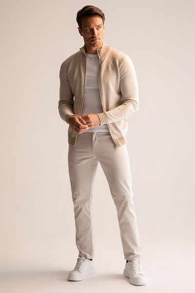 DeFacto Beige Standard-Passform, normaler Schnitt, Stehkragen, Strickjacke mit Reißverschluss, R1686az24au