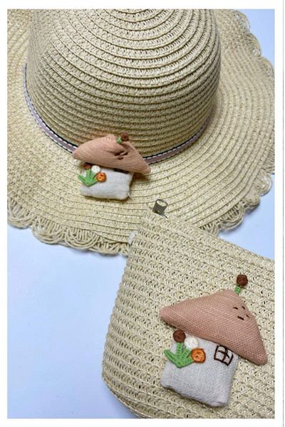 Nilbutik Girl's Colorful Straw Hat and Bag Set of 2
