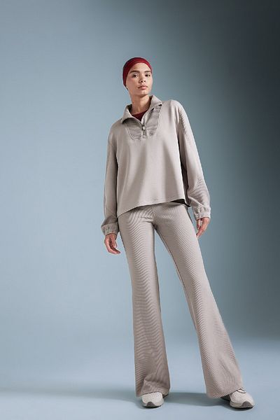 DeFacto Defactofit Oversize Wide Fit Stand Collar Zip Modal Sports Sweatshirt D0388Ax24Au