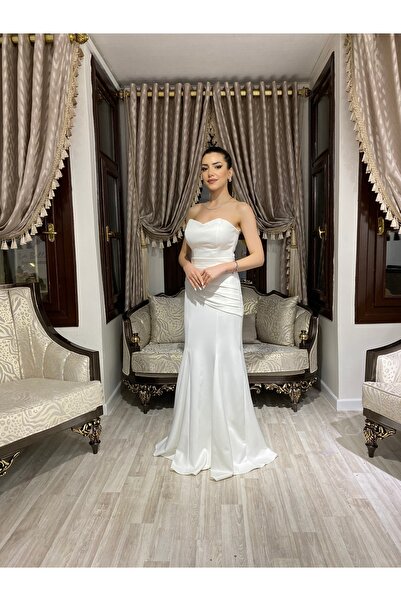 Şenay Ceylan Moda Evi Straplez Yaka Scuba Kumaş Nikah Elbisesi