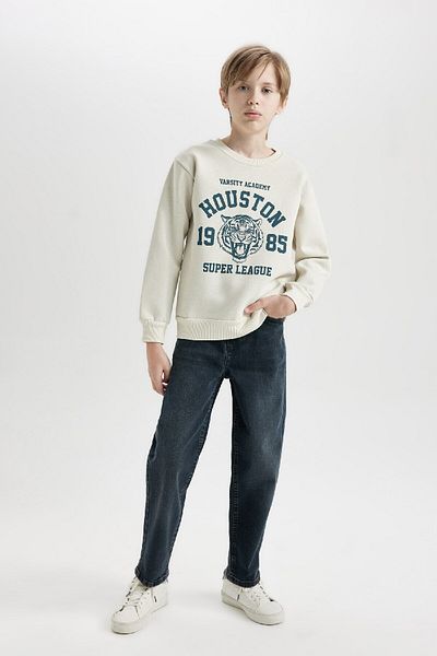 DeFacto Boy's Crew Neck Printed Sweatshirt D3030A824Wn