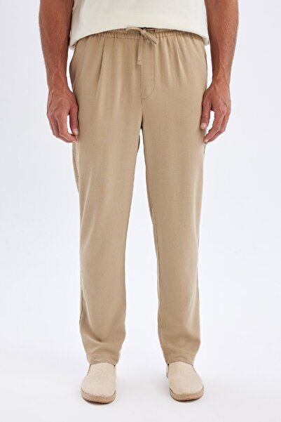 DeFacto Lněné kalhoty Relax Fit Wide Legl B1043Ax24Sm