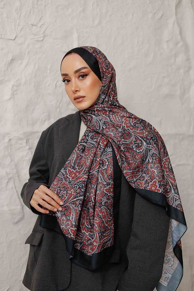 QASSA SHAL Ethical Motif Sofort Shawl - Istanbul Series Red / Black