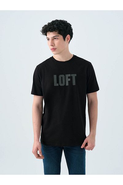 Loft Ανδρικό μπλουζάκι Regular Fit Μαύρο Lf2038465