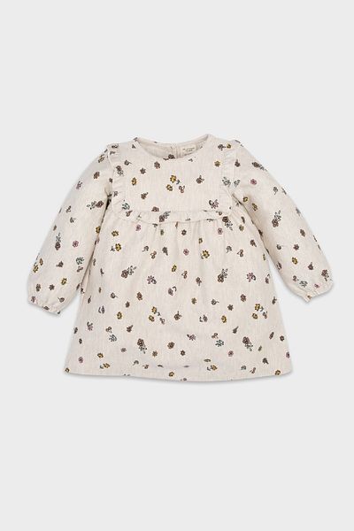 DeFacto Baby Girl Floral Print Ruffled Long Sleeve Twill Dress D3072A524Au