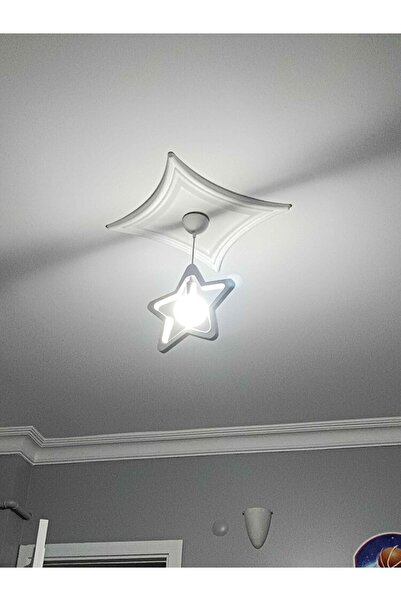 Ferisa Home Ahşap Wooden Yıldız Sarkıt Avize Ahşap Lüks Rustik Modern Dekoratif Lamba Çocuk Odası Avize