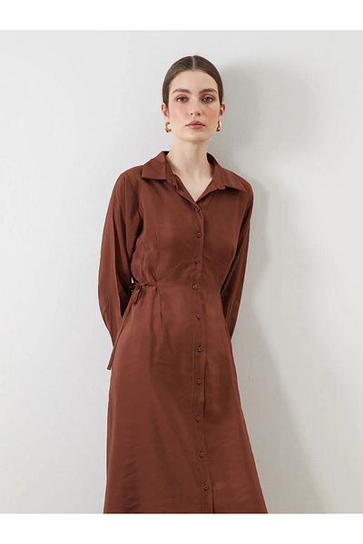 LC Waikiki Φόρεμα πουκάμισο σε καφέ Modal Mixed Oversize