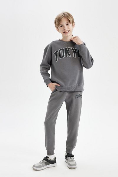 DeFacto Boy's Printed Elastic Waist Leg Pocket Jogger School Sweatpants D1647A824Au