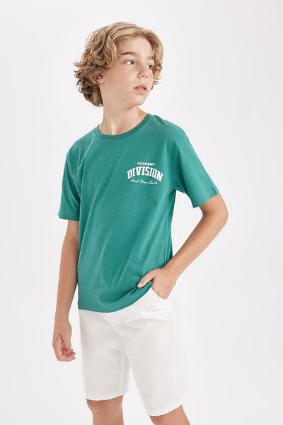 DeFacto Boys Oversize Wide Fit Crew Neck Printed Short Sleeve T-Shirt D2242A824Hs