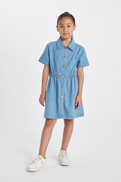 DeFacto Rochie de vară din jean cu mânecă scurtă pentru fete D3369a824hs