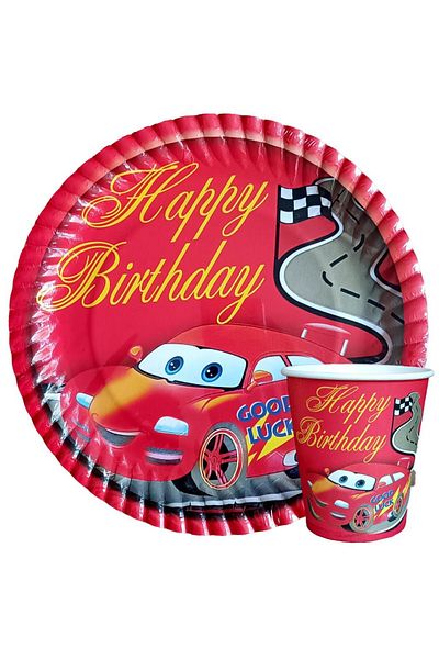 CUGY Cars Cars Themed Birthday 8 Li̇ Plate Cup Seṫ