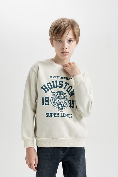 DeFacto Boy's Crew Neck Printed Sweatshirt D3030A824Wn