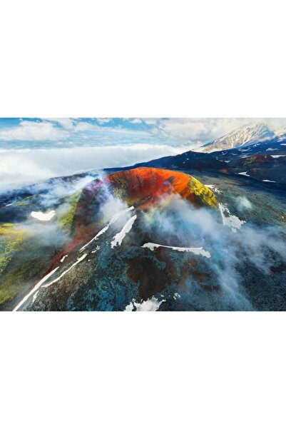 Zumzeria Tablou Canvas Aerial View Of Colorful Volcano Craters, 80x50cm, tabl...