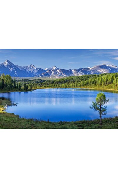 Zumzeria Tablou Canvas Gorgeous Blue Alpine Lake, 80x50cm, tabloucanvas309, Z...