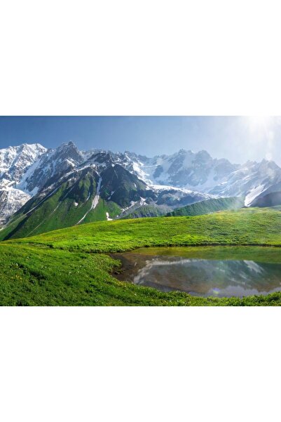 Zumzeria Καμβάς Tablou Πράσινες πλαγιές βουνών και χιονισμένες κορυφές, 80x50...