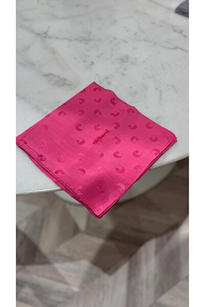 Cacharel وشاح حريري من القطن الجاكار مع شعار B. باللون الفوشيا