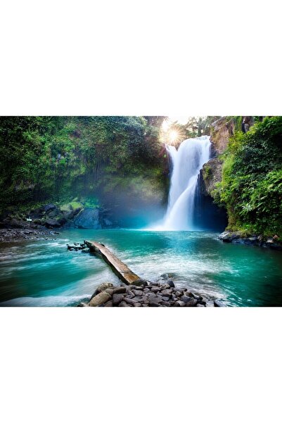 Zumzeria Tablou Canvas Spectacular Waterfall In Tropical Forest, 80x50cm, tab...