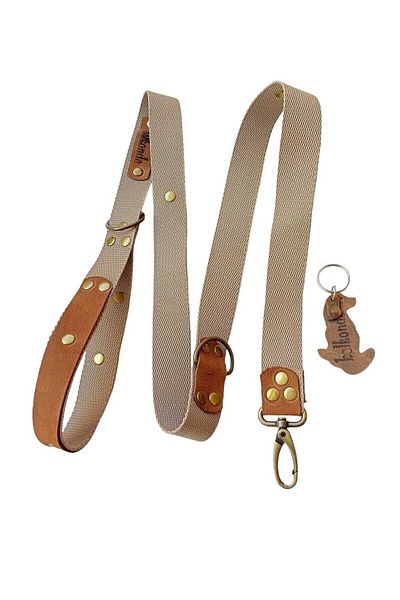balkonda Earth Color Dog Walking Collar - Tan Leather, Width: 2.5cm, Length:120cm B5-2