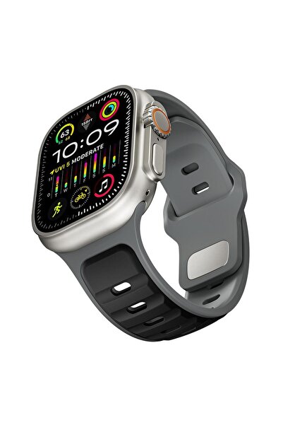AktarMobile Apple Watch Ultra / Ultra 2 49 mm uyumlu Silikon Kordon Çift Renk...